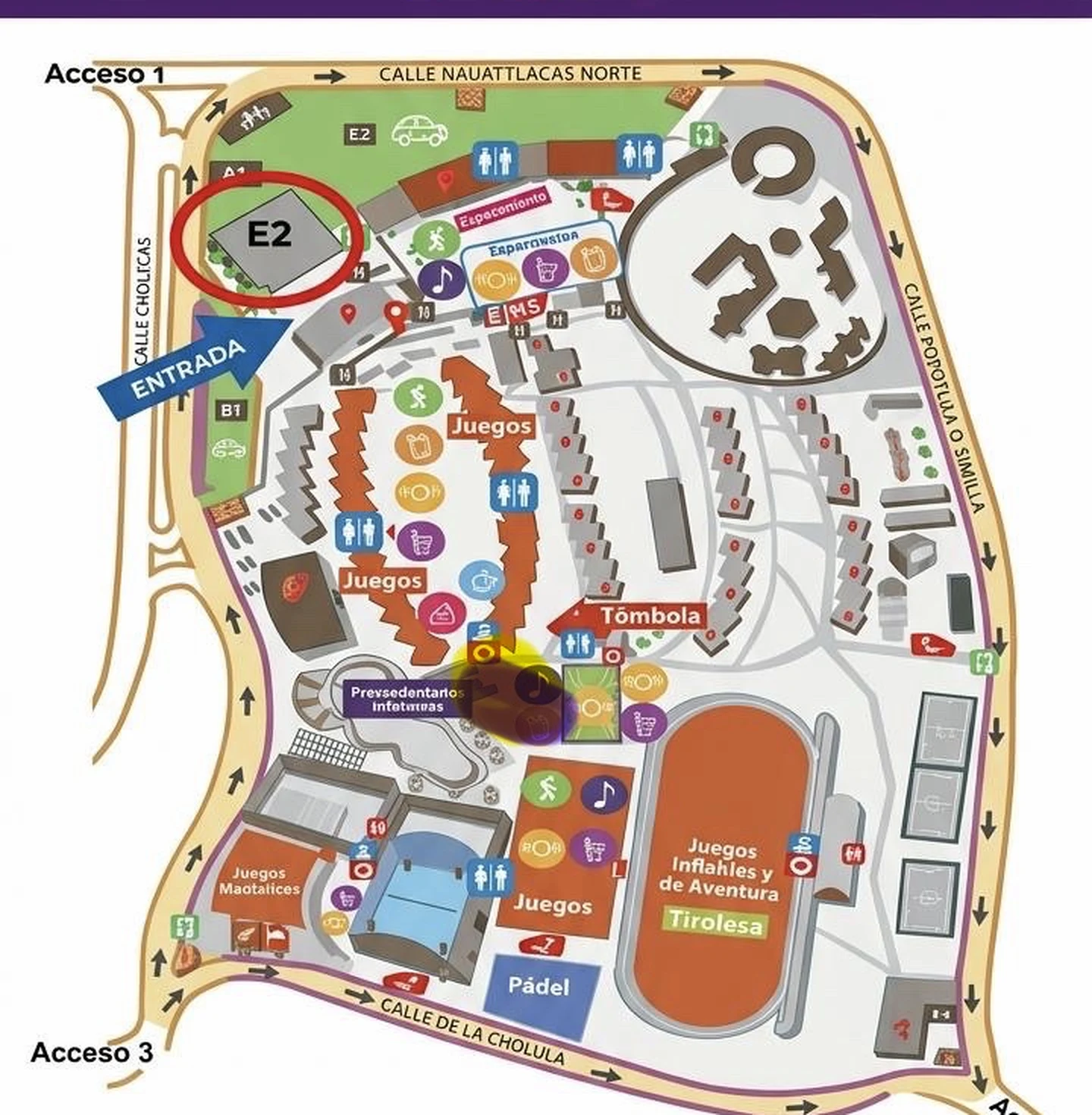 Mapa del Oktoberfest en el Colegio Humboldt con la ubicación del stand de Distrito Las Ánimas